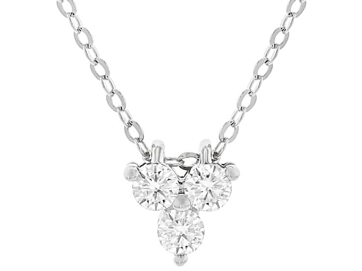 Moissanite Platineve Three Stone Pendant with Chain 0.30ctw DEW