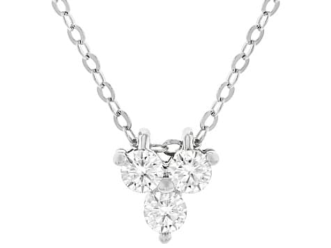 Moissanite Platineve Three Stone Pendant with Chain 0.30ctw DEW