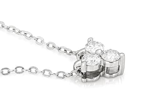 Moissanite Platineve Three Stone Pendant with Chain 0.30ctw DEW