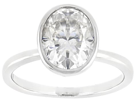 Oval Moissanite Platineve Solitaire Ring 3.00ct DEW
