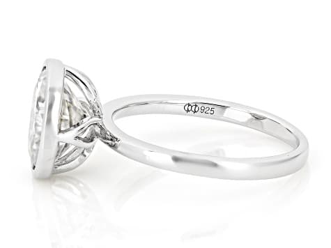 Oval Moissanite Platineve Solitaire Ring 3.00ct DEW