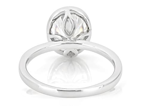 Oval Moissanite Platineve Solitaire Ring 3.00ct DEW