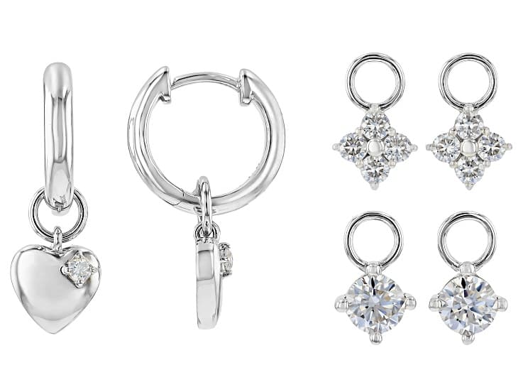 Moissanite Platineve Interchangeable Hoop Earrings 1.54ctw DEW