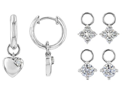 Moissanite Platineve Interchangeable Hoop Earrings 1.54ctw DEW