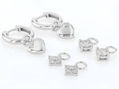 Moissanite Platineve Interchangeable Hoop Earrings 1.54ctw DEW