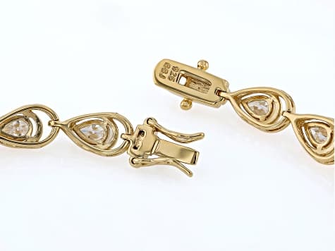 Pear Shape Moissanite 14K Yellow Gold Over Sterling Silver Tennis Bracelet 6.02ctw DEW