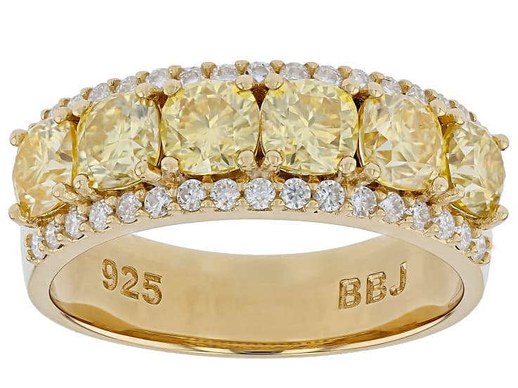 Yellow and Colorless Moissanite 14k Yellow Gold Over Silver Band Ring 2.80ctw DEW