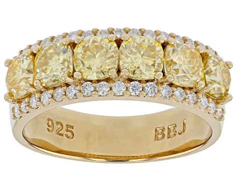 Yellow and Colorless Moissanite 14k Yellow Gold Over Silver Band Ring 2.80ctw DEW