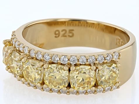 Yellow and Colorless Moissanite 14k Yellow Gold Over Silver Band Ring 2.80ctw DEW