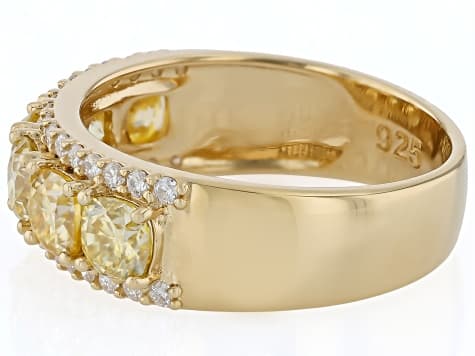 Yellow and Colorless Moissanite 14k Yellow Gold Over Silver Band Ring 2.80ctw DEW
