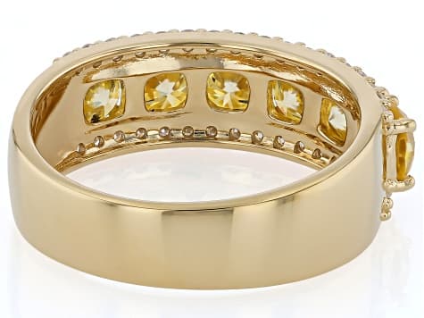 Yellow and Colorless Moissanite 14k Yellow Gold Over Silver Band Ring 2.80ctw DEW
