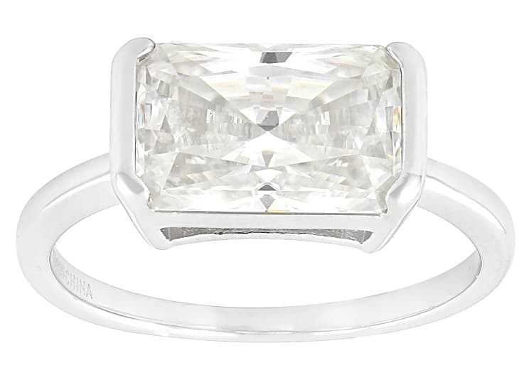 Moissanite Platineve Solitaire Ring 4.00ct DEW