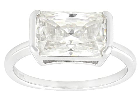 Moissanite Platineve Solitaire Ring 4.00ct DEW