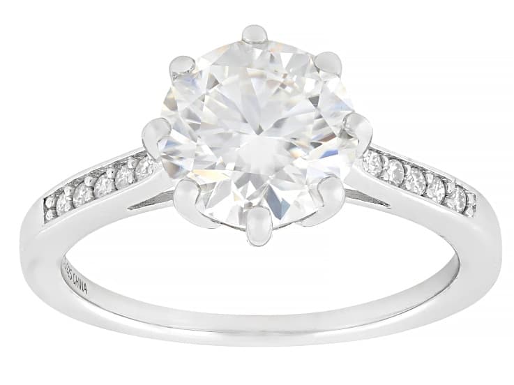 Round Brilliant Moissanite Platineve Engagement Ring 2.30ctw DEW