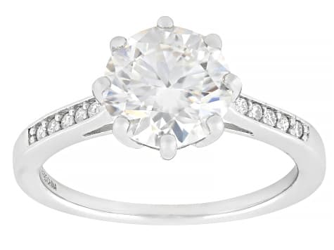 Round Brilliant Moissanite Platineve Engagement Ring 2.30ctw DEW
