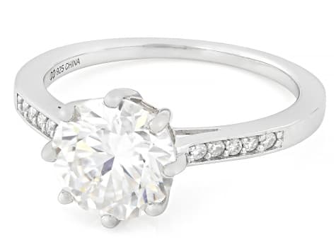 Round Brilliant Moissanite Platineve Engagement Ring 2.30ctw DEW