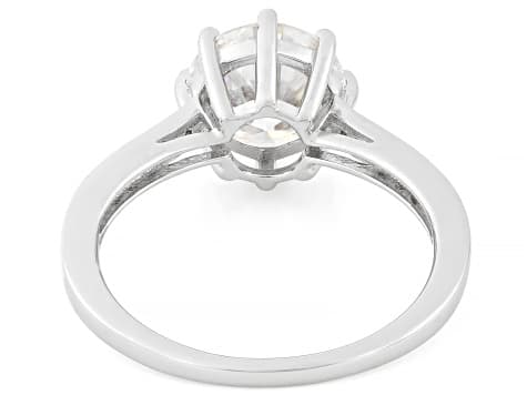 Round Brilliant Moissanite Platineve Engagement Ring 2.30ctw DEW