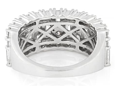 Baguette And Round Moissanite Platineve Band Ring 2.34ctw DEW