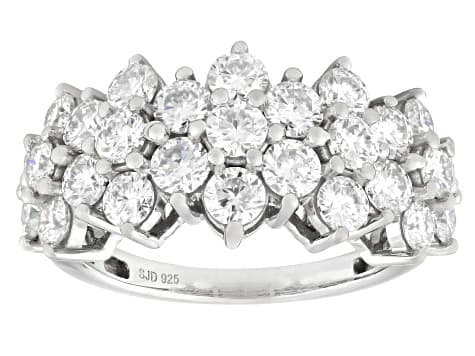 Moissanite Platineve Cluster Ring 2.74ctw DEW