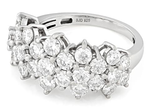 Moissanite Platineve Cluster Ring 2.74ctw DEW