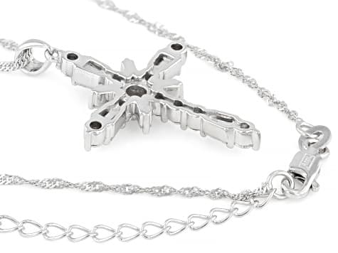 Round And Baguette Moissanite Platineve Cross Pendant 2.11ctw DEW