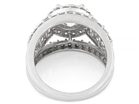 Moissanite Platineve Halo Ring 4.30ctw DEW