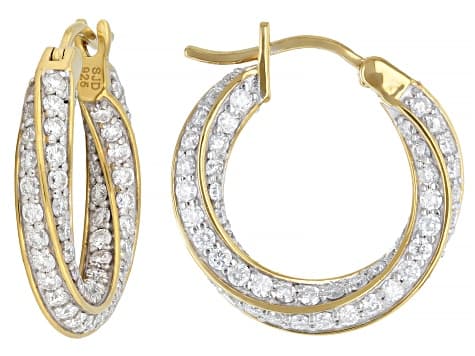 Moissanite 14k Yellow Gold Over Silver Hoop Earrings 3.84ctw DEW