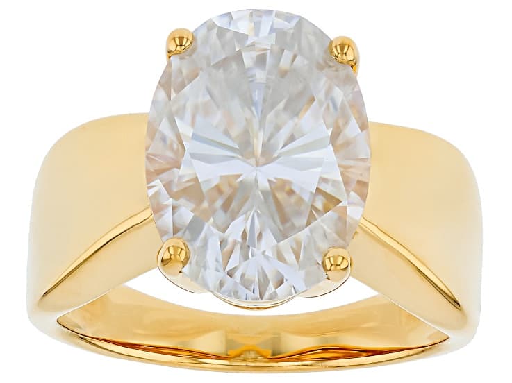 Moissanite 14K Yellow Gold Over Sterling Silver Solitaire Ring 7.22ct DEW