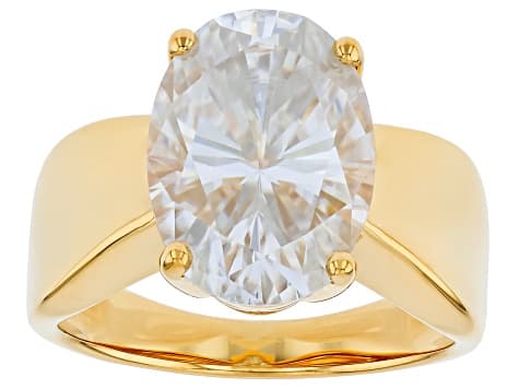 Moissanite 14K Yellow Gold Over Sterling Silver Solitaire Ring 7.22ct DEW