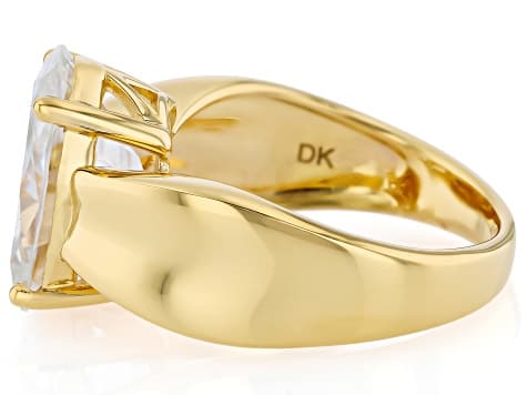 Moissanite 14K Yellow Gold Over Sterling Silver Solitaire Ring 7.22ct DEW