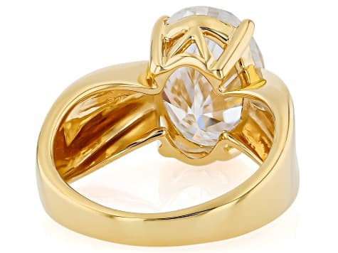 Moissanite 14K Yellow Gold Over Sterling Silver Solitaire Ring 7.22ct DEW
