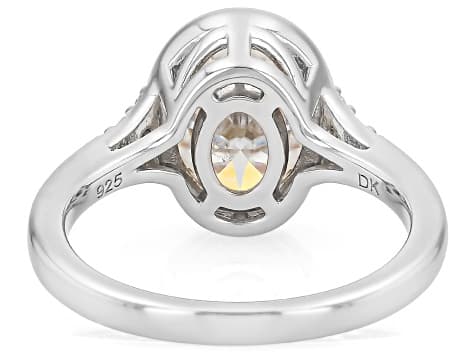 Oval And Round Moissanite Platineve and 14k Yellow Gold Over Silver Ring Engagement 3.12ctw DEW.