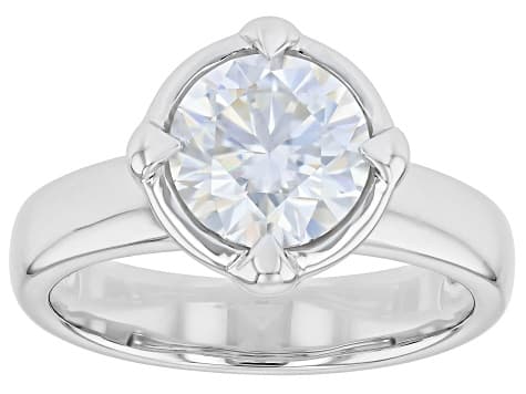 Moissanite Platineve Solitaire Ring 1.90ct DEW.