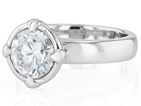 Moissanite Platineve Solitaire Ring 1.90ct DEW.