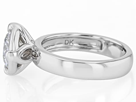 Moissanite Platineve Solitaire Ring 1.90ct DEW.