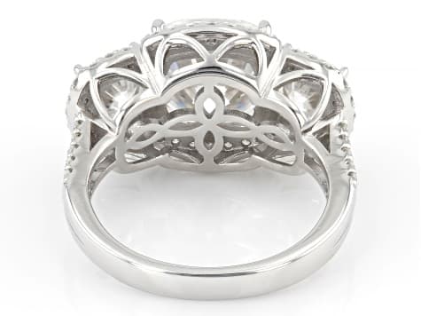 Moissanite Platineve Three Stone Ring 7.82ctw DEW