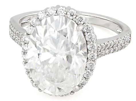 Moissanite Platineve Halo Ring 8.06ctw DEW