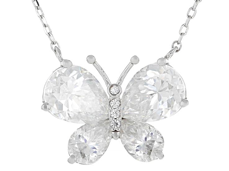 Moissanite Platineve Butterfly Necklace 3.10ctw DEW