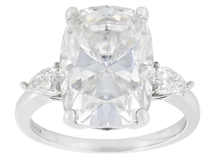Moissanite Platineve Three Stone Ring 8.30ctw DEW