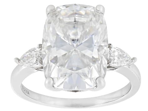 Moissanite Platineve Three Stone Ring 8.30ctw DEW