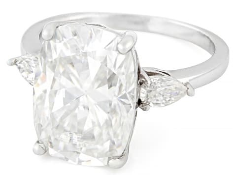 Moissanite Platineve Three Stone Ring 8.30ctw DEW