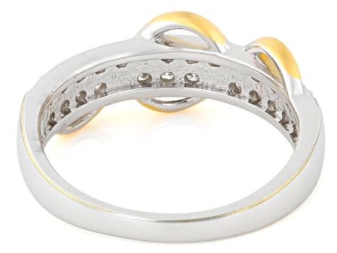 Moissanite Platineve And 14k Yellow Gold Over Silver Crossover Ring 0.48ctw DEW
