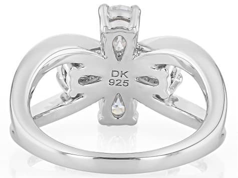 Pear Shape Moissanite Platineve Flower Ring 1.72ctw DEW
