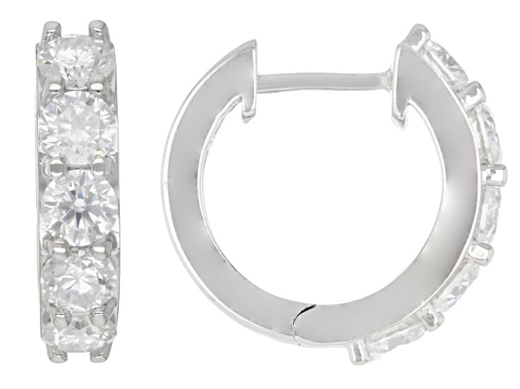 Moissanite Platineve Hoop Earrings 1.60ctw DEW.