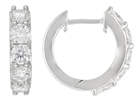 Moissanite Platineve Hoop Earrings 1.60ctw DEW.