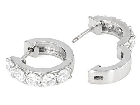 Moissanite Platineve Hoop Earrings 1.60ctw DEW.