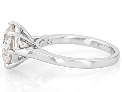 Round Brilliant Moissanite Platineve Solitaire Ring 3.60ct DEW.