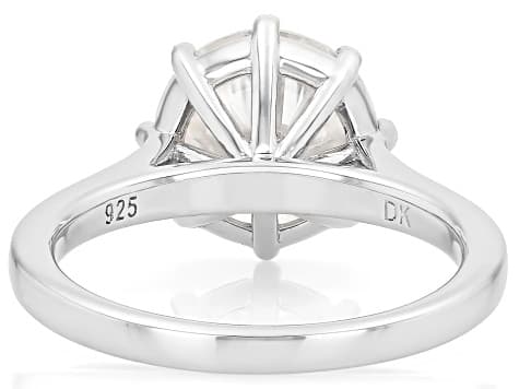 Round Brilliant Moissanite Platineve Solitaire Ring 3.60ct DEW.