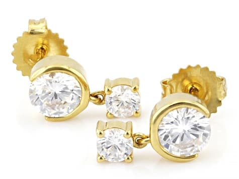 Moissanite 14k Yellow Gold Over Silver Drop Earrings 2.06ctw DEW