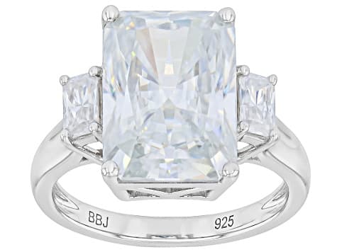 Radiant Cut Moissanite Platineve 3-Stone Ring 9.96ctw DEW